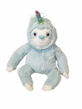 Gund Dazzle 6052134 Blue Unicorn Sloth Plush Stuffed BeanBag Toy 14"
